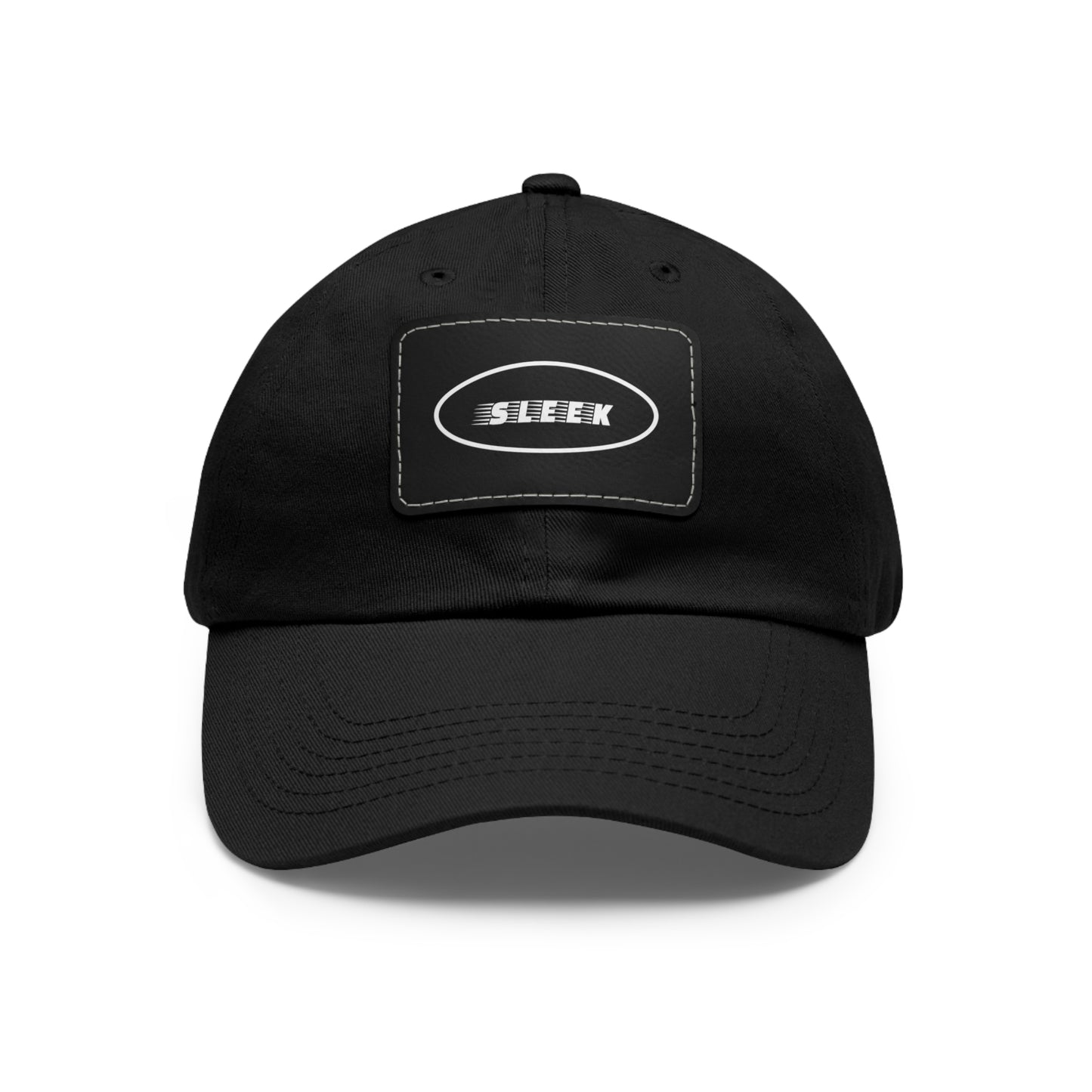 Sleek Black Dad Hat with Leather Patch